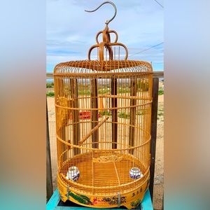 Vintage Handmade Bamboo bird cage